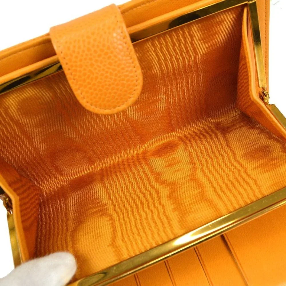 Chanel Long Bifold Wallet Purse Caviar Skin Leather